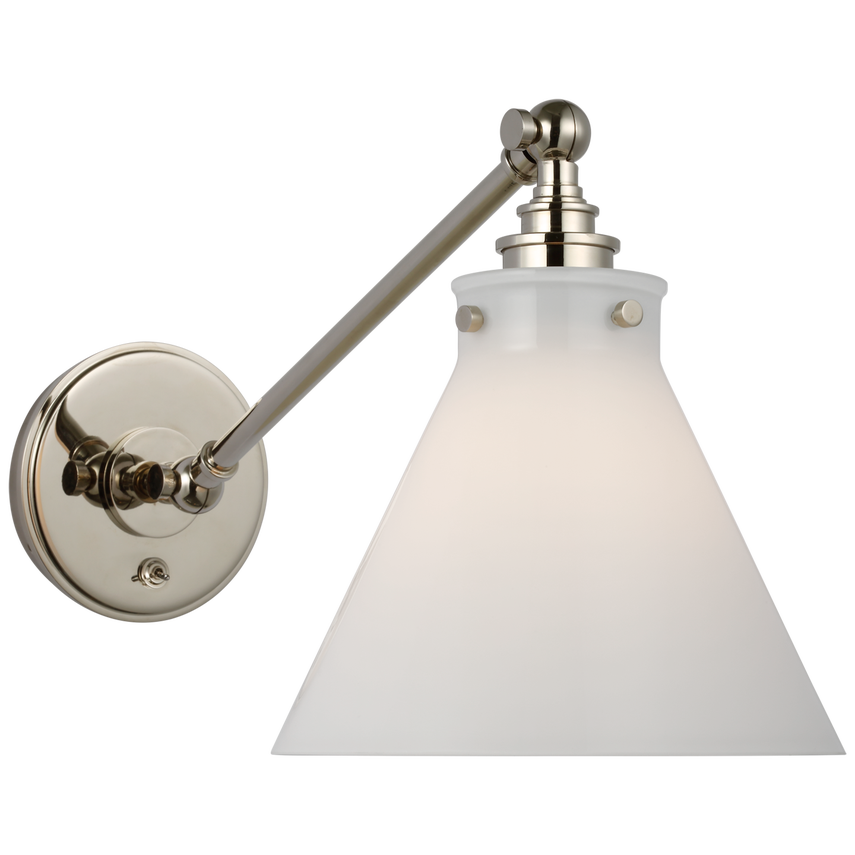 Polished Nickel - White Glass